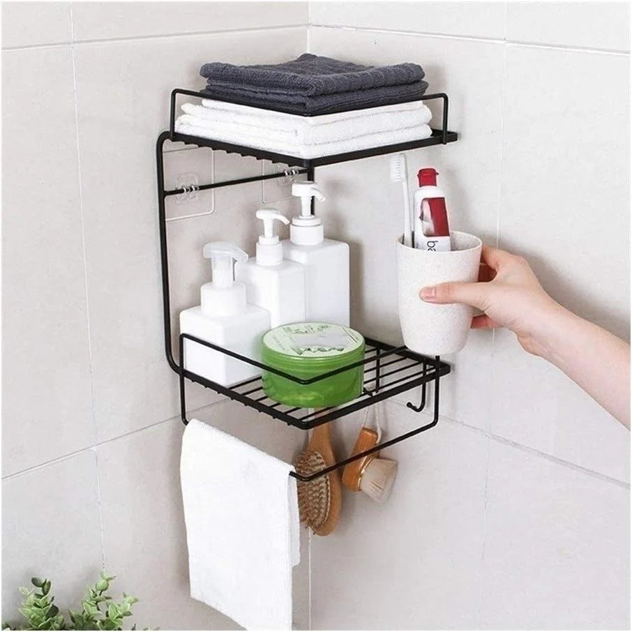 Metal Bathroom Shelf – Wall-Mounted Organizer Rack for Toiletries | ruhdecor