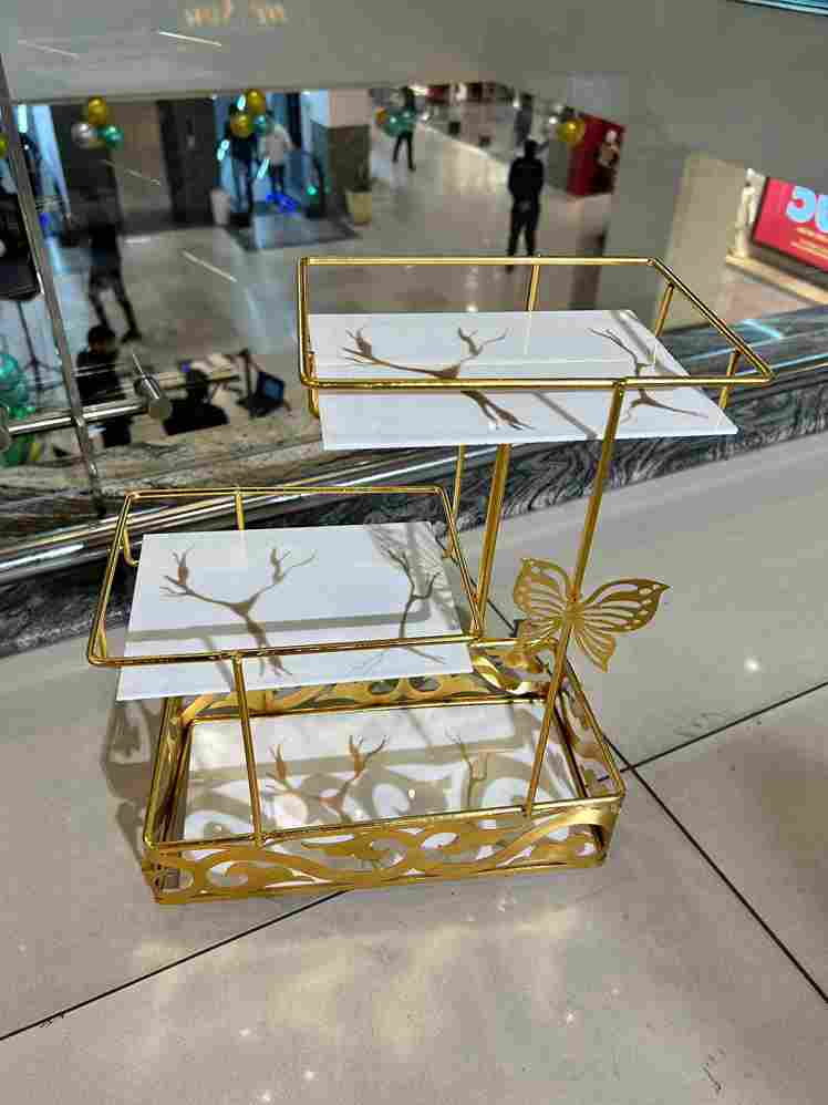 3 layer square with butterfly Charm Multi Purpose rack - Dukaanwali