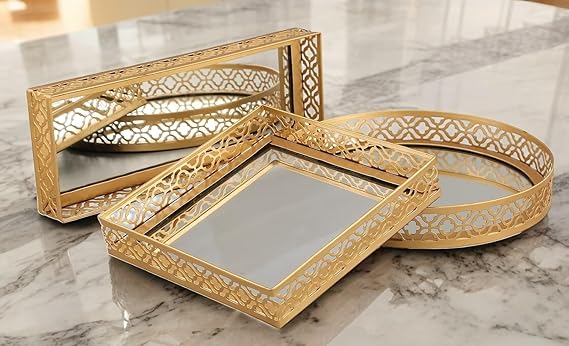 Mirror Tray For Serving Dessert, Frutis Bathroom Tray