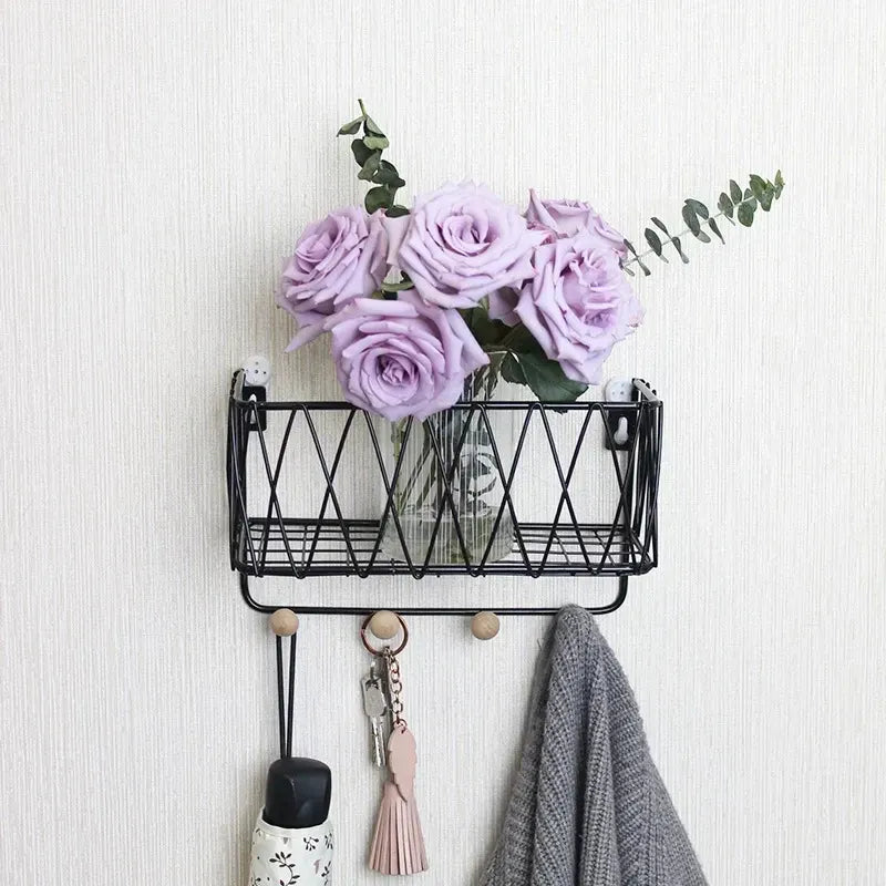 Shelf styled with books and decor items