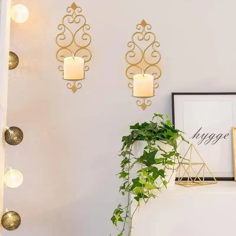 Gold Wall-Mounted Candle Holder