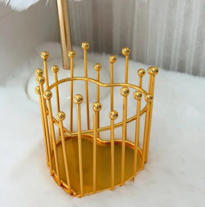 Golden Crown Organizer - Makeup Brush, Pen & Vanity Holder
