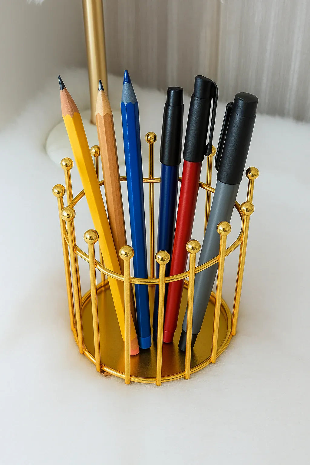 Golden Crown Organizer - Makeup Brush, Pen & Vanity Holder
