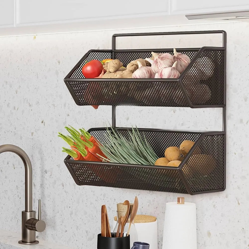 Double Layer Storage Basket | Kitchen & Home Organizer