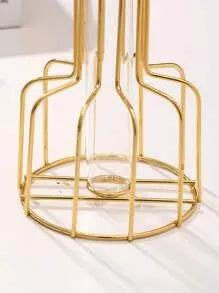 Gold metal stand on a white background