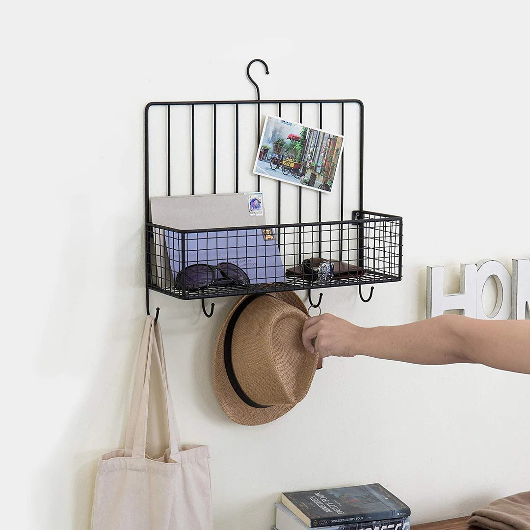 Side profile showing spice shelf and utensil hooks