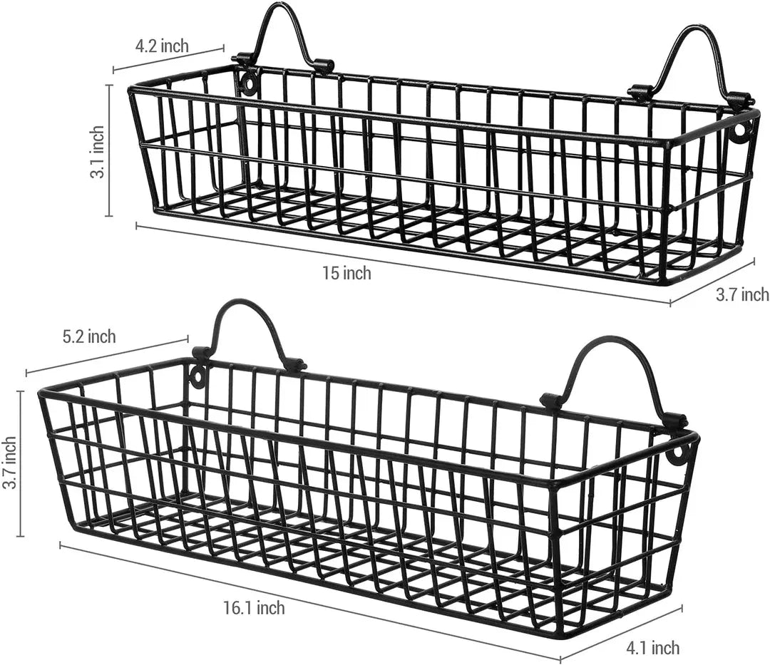 Wall-mounted wire baskets for home storage