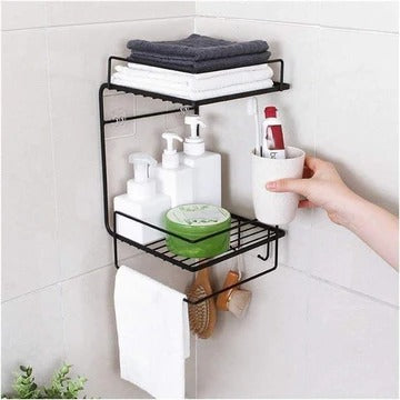 Metal Bathroom Shelf – Wall-Mounted Organizer Rack for Toiletries | ruhdecor