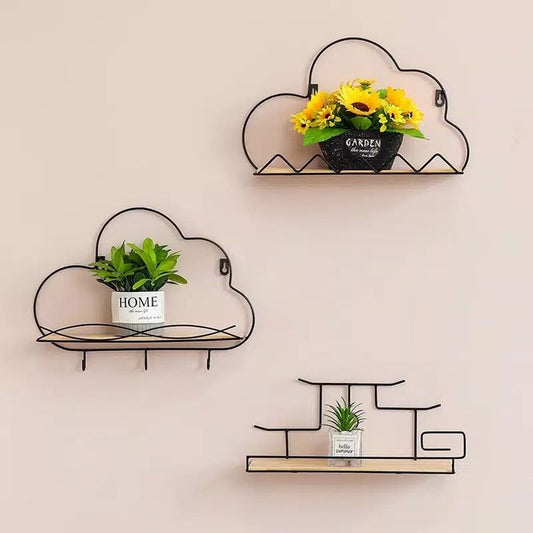 	Set of 3 cloud and abstract shape wall shelves – ruhdecor