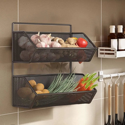 Double Layer Storage Basket | Kitchen & Home Organizer