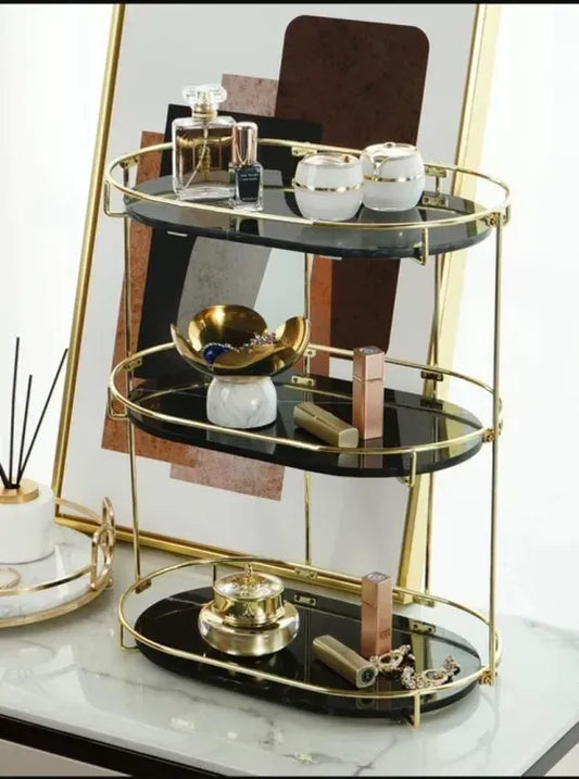 3 Layer Multipurpose Rack – Gold Luxury Organizer