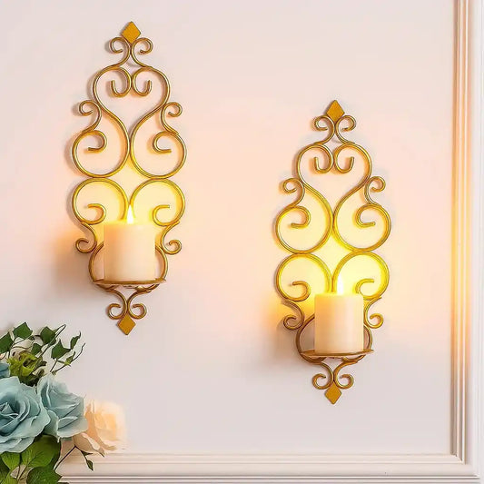 Gold Wall-Mounted Candle Holder